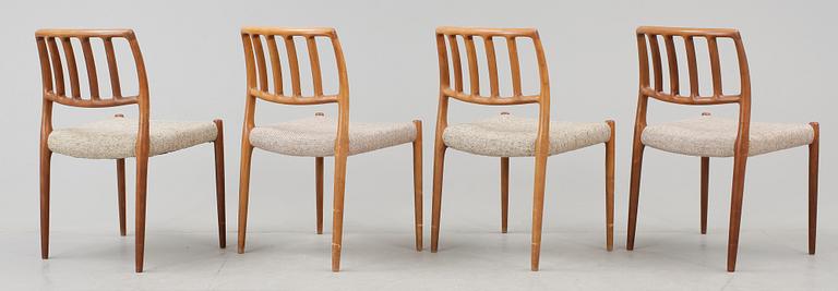 STOLAR, 4 st, "modell 83", Niels o Møller, J.L. Møllers Møbelfabrik, Danmark, 1900-talets andra hälft.