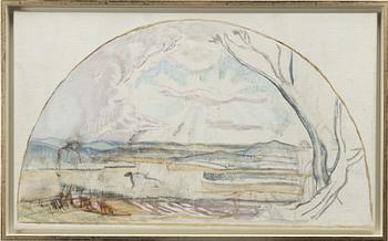 Axel Törneman, Mountainous landscape with figures in the foreground.