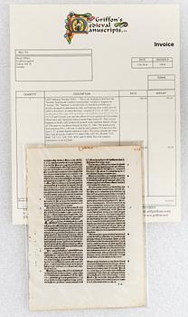 Leaves of Italian Incunabula / Printed leaves of the 1400s.