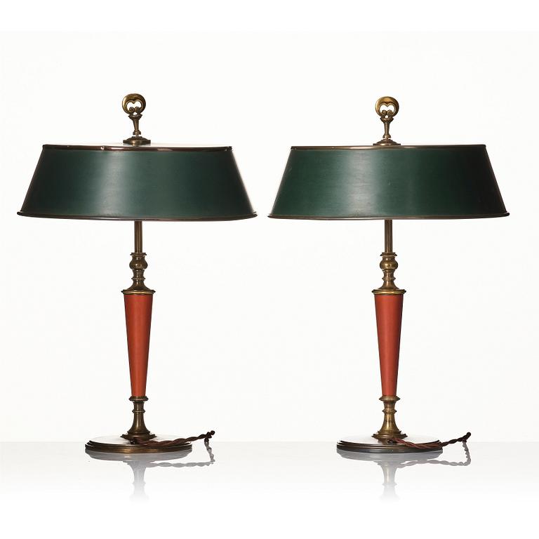 Erik Tidstrand, a pair of table lamps, model "26550", Nordiska Kompaniet, 1920s.