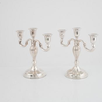 Candelabras, a pair, silver, Thorvald Marthinsen Sølvvarefabrik, Norway.