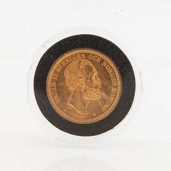 Gold coin Sweden, Oscar II 20 kr, 1889.