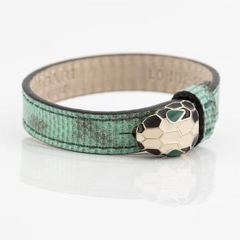 Bulgari, bracelet, with leather, "serpenti jasper green".
