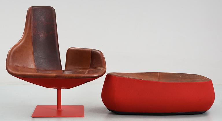 A Patricia Urquiola 'Fjord' easychair and ottoman by Moroso, Italy.