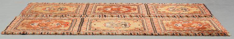 MEDITATION RUGS, 1 pair, old/semi-antique China, ca 199 x 73,5 and 200,5 x 71,5 cm.