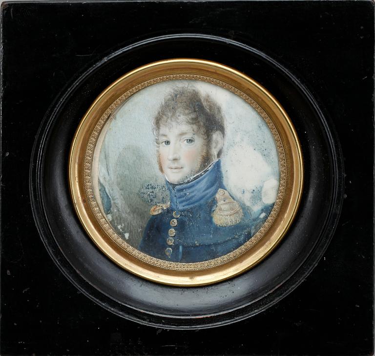 OKÄND KONSTNÄR, gouache på ben, miniatyr, empire, 1800-talets början.