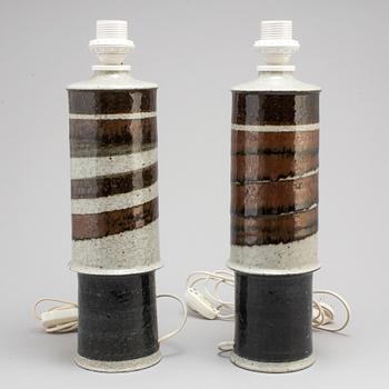 A pair of stoneware table lamps by Inger Persson, Rörstrand.