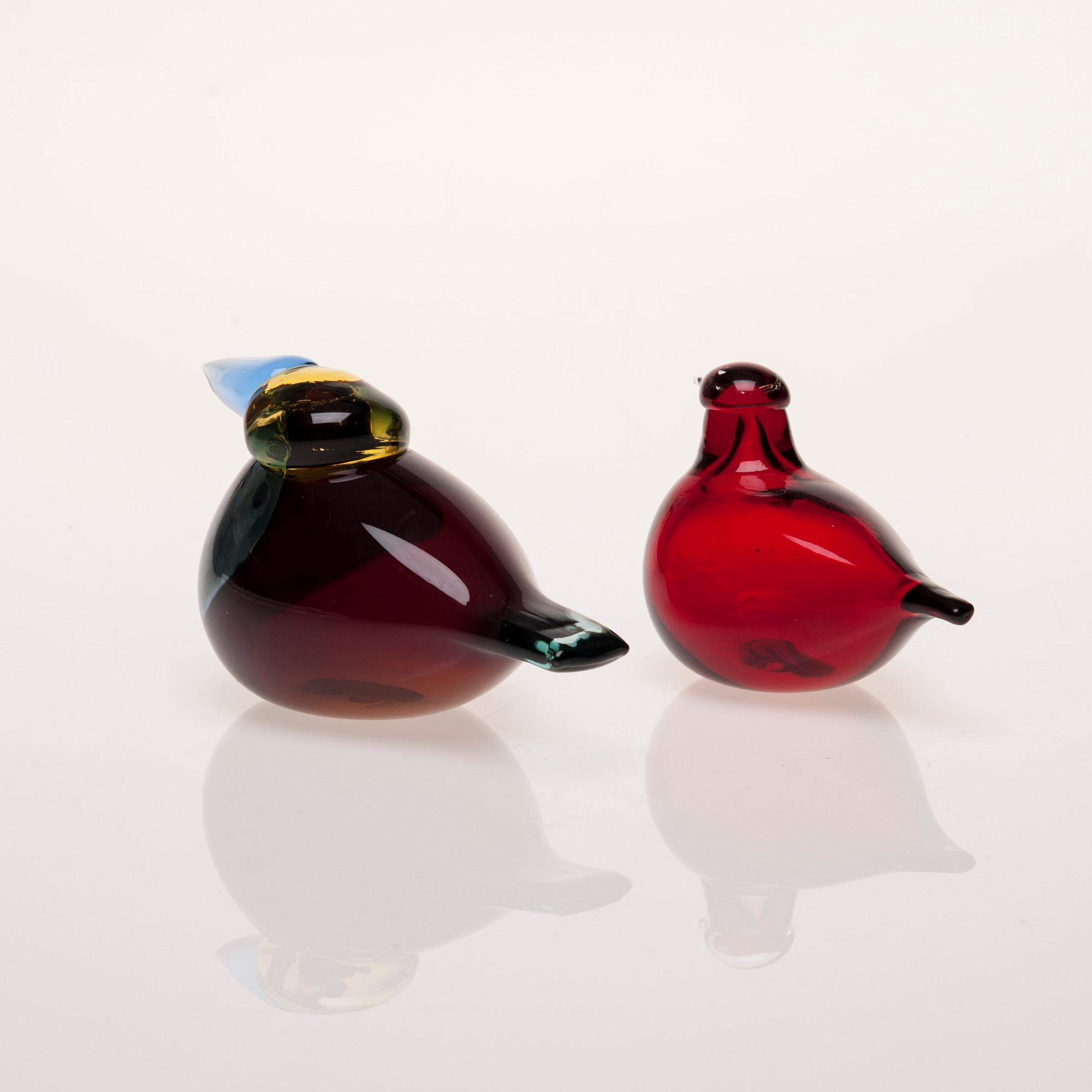 FIGURINER, 2 st, glas, signerad O. Toikka, Nuutajärvi.