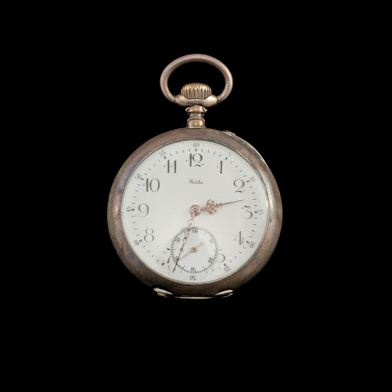 FICKUR, silver, Halda, boett stämplad Henning Hammarlund, Karlshamn, 1902. Vikt 100 g.