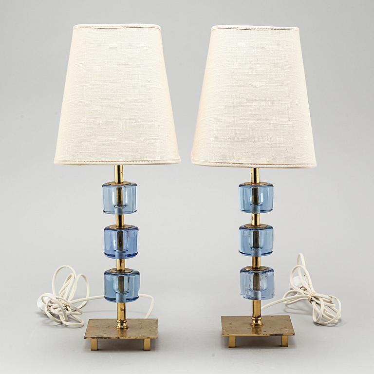 Two similar table lamps, made by Malmö Metallvarufabrik, 20th century.