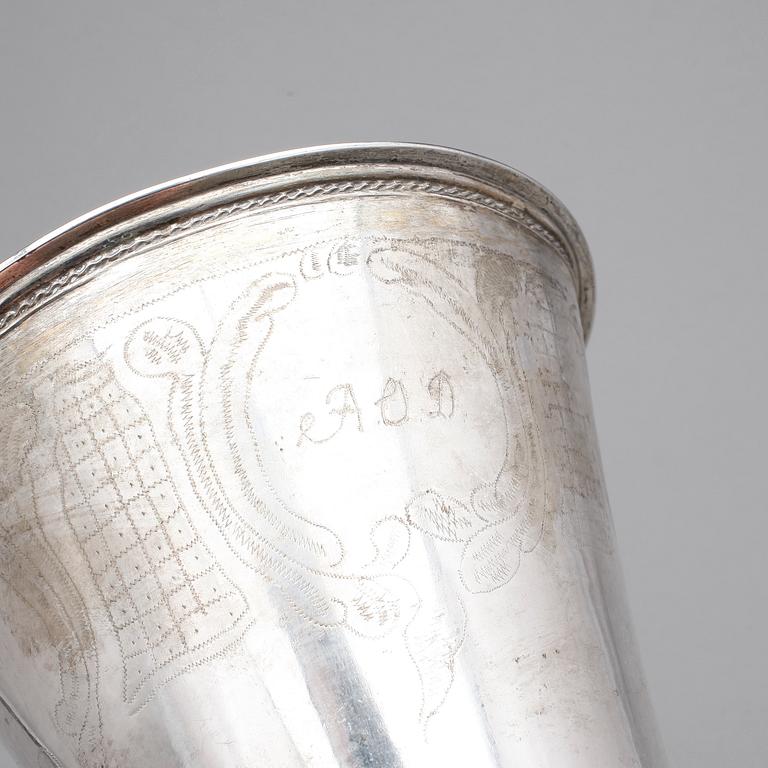 BÄGARE, silver Carl Fredrik Seseman, Arboga 1791. Vikt 486 gr.