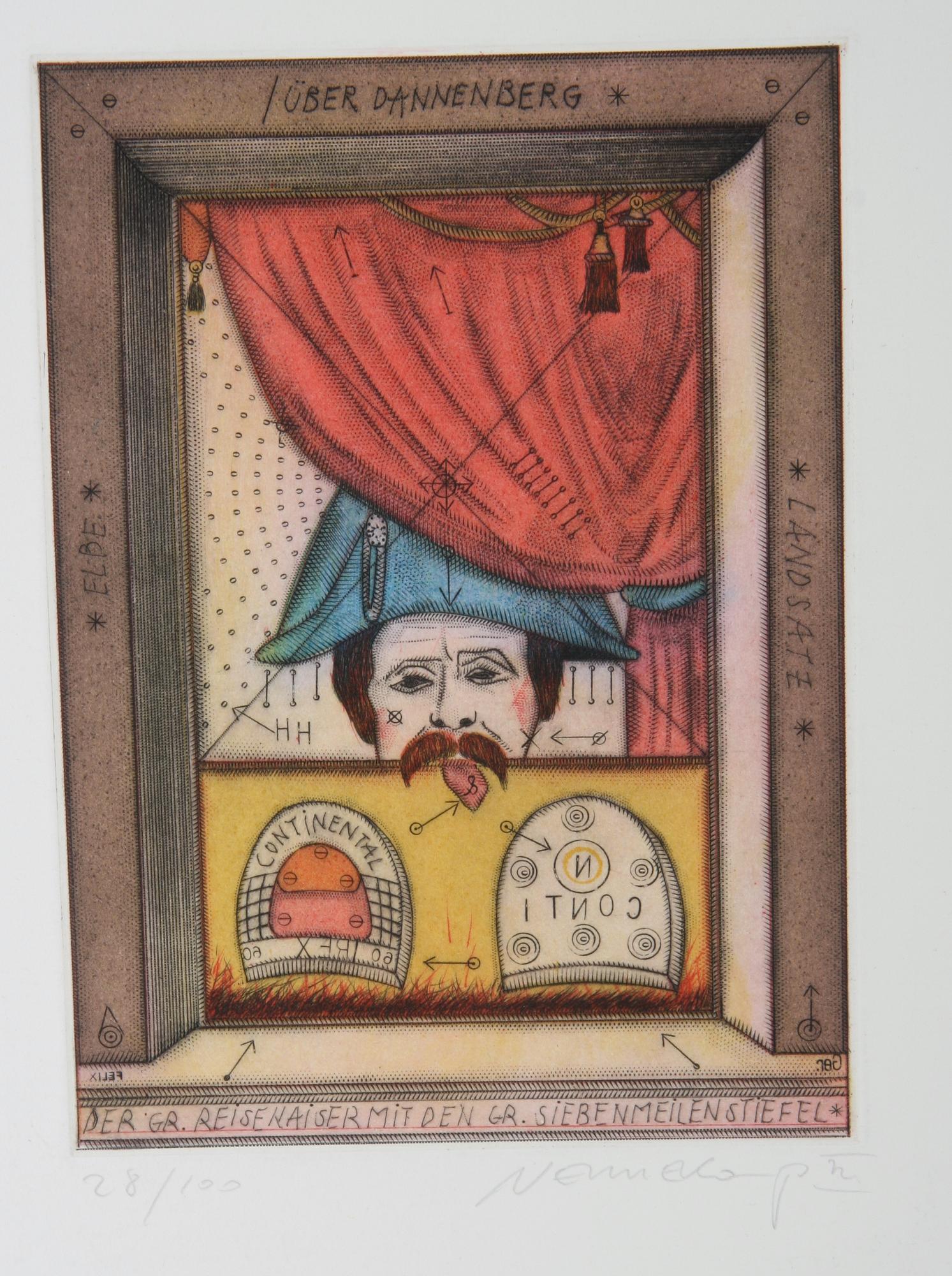 VENNEKAMPF, JOHANNES. Färgetsningar, 2 st, sign o numr 80/100 resp 28/100.