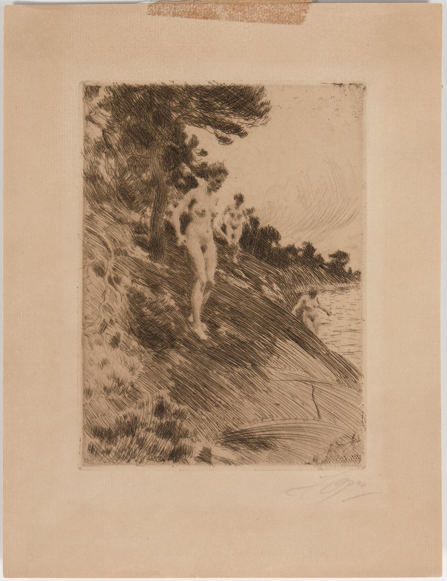 ANDERS ZORN, etsning, "Skrämda", signerad och daterad 1912 i plåten respektive blyertssignerad.