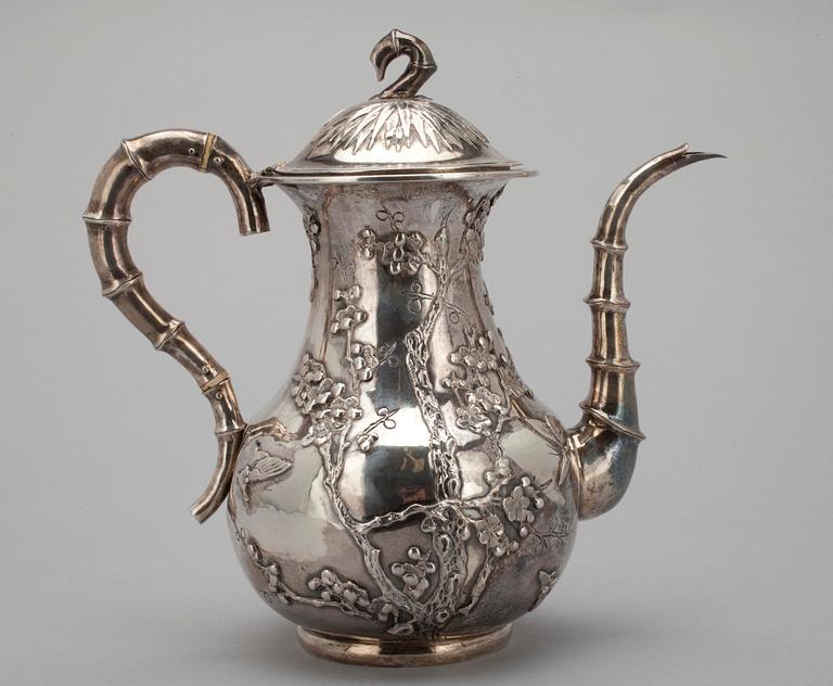 KAFFEKANNA, silver, Kina sekelskiftet 18/1900. Vikt 714 g.