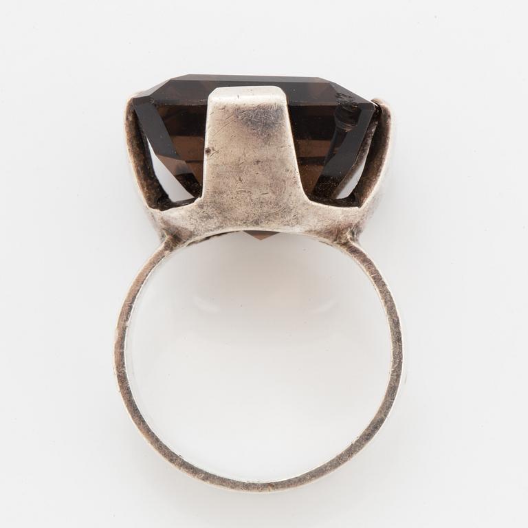 Silver and smoky quartz ring, Erik Johansson, Arvika.