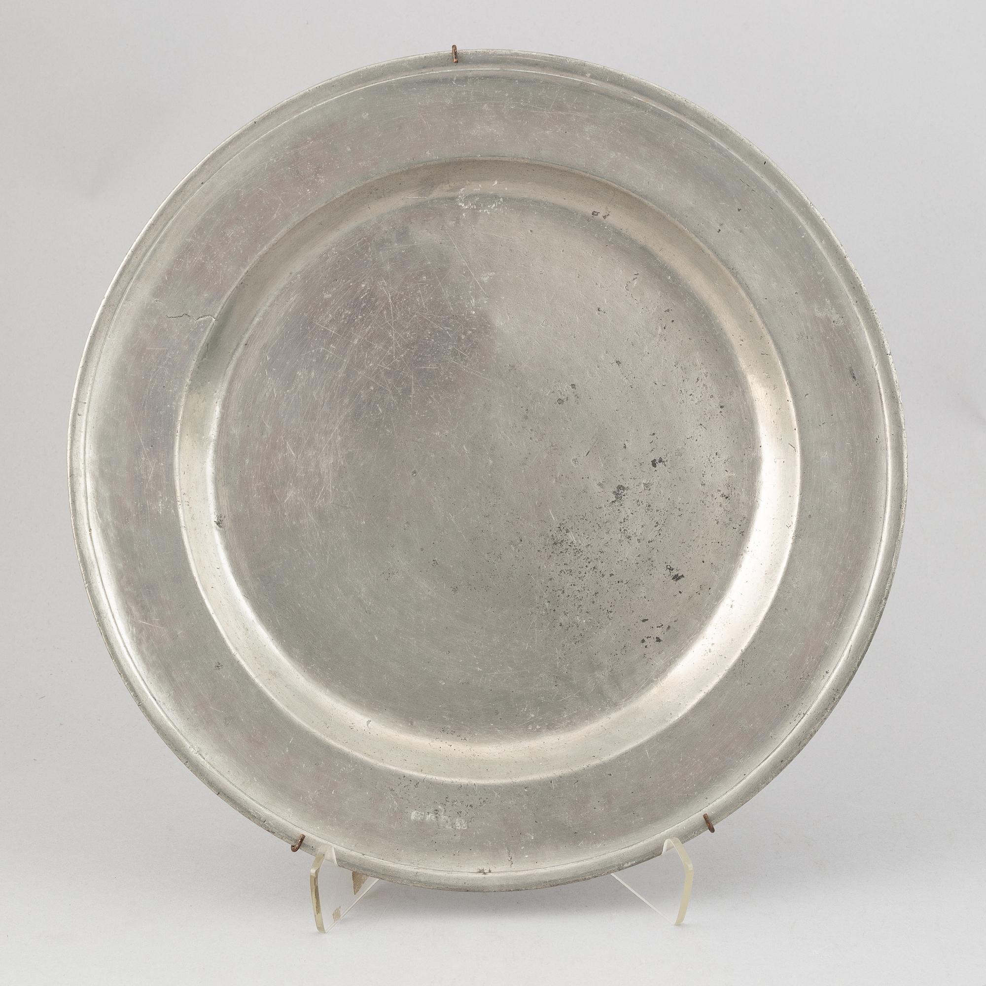 A group of six pewter dishes, different makers mark, most early 19th Century, Swedish/English.