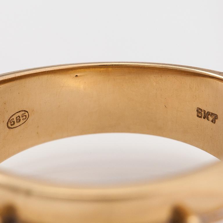 Ring, 14K guld, diamanter ca. 0.05 ct tot.
