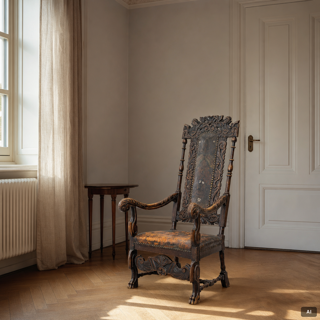 Karmstol, barockstil, sent 1800-tal.