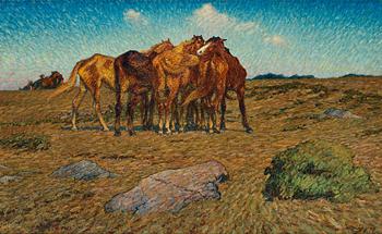 Nils Kreuger, "En klunga hästar" (A group of horses).