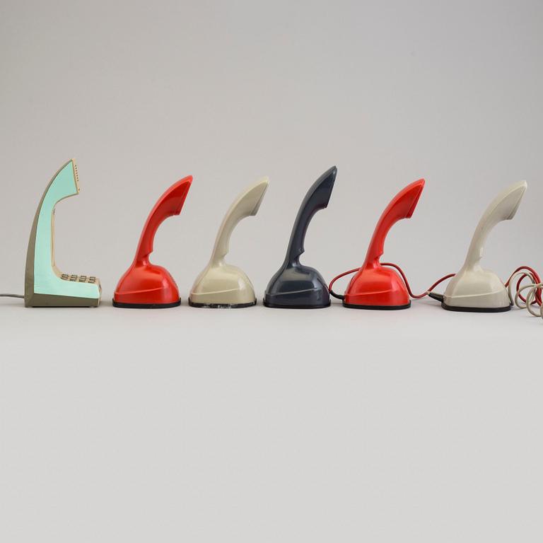 a set of six telephones by Ralp Lysell and GUstav Aring.