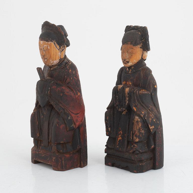 Figuriner, två stycken, trä, Kina, 1800/1900-tal.