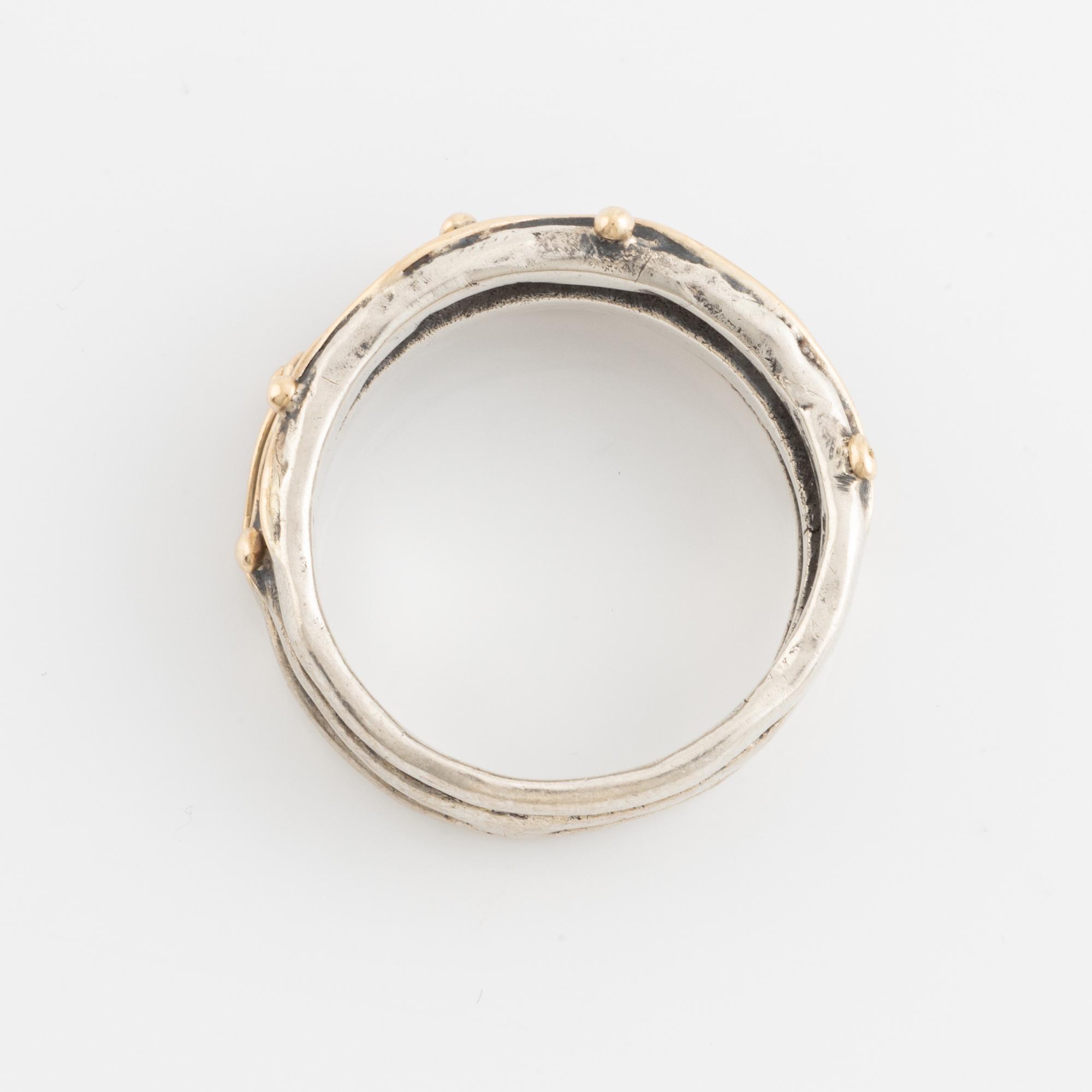 By Birdie, silver and rose cut diamond ring.