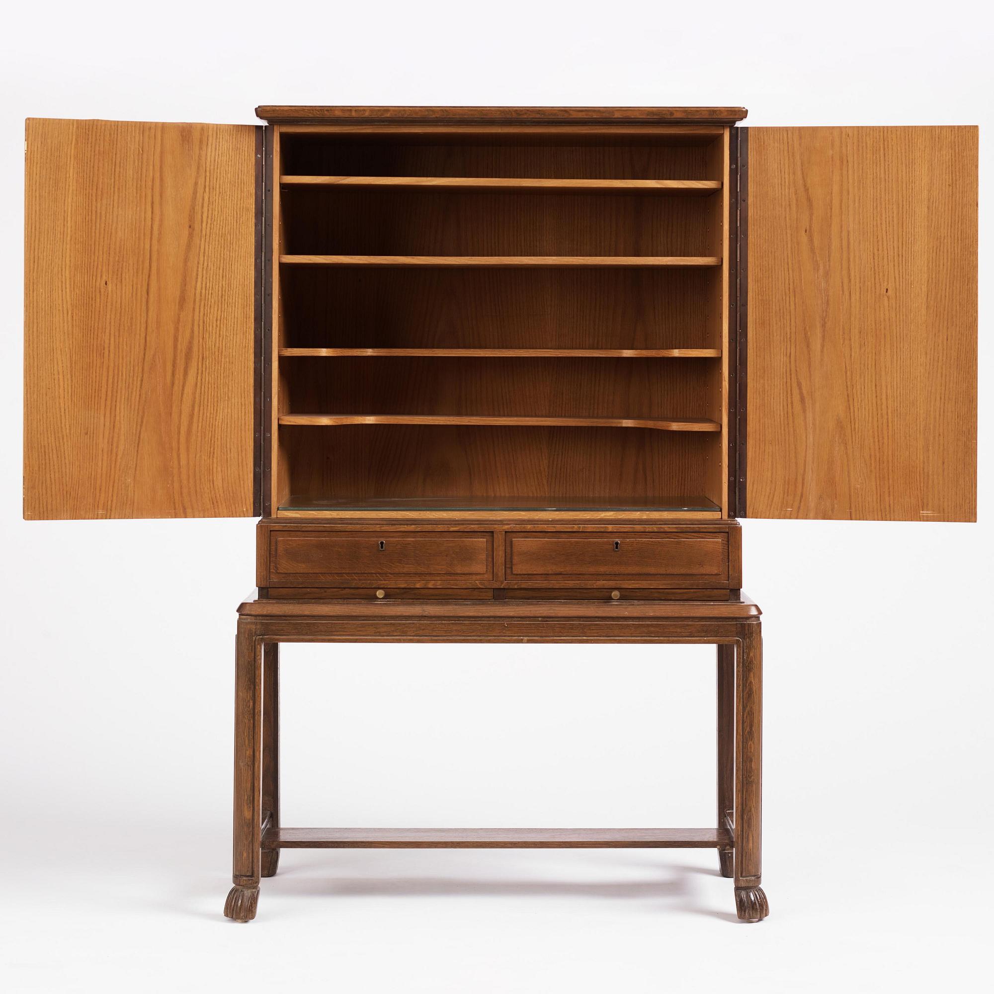 Otto Schulz, a Swedish Modern oak and faux leather bar cabinet, Boet, Gothenburg, 1948.