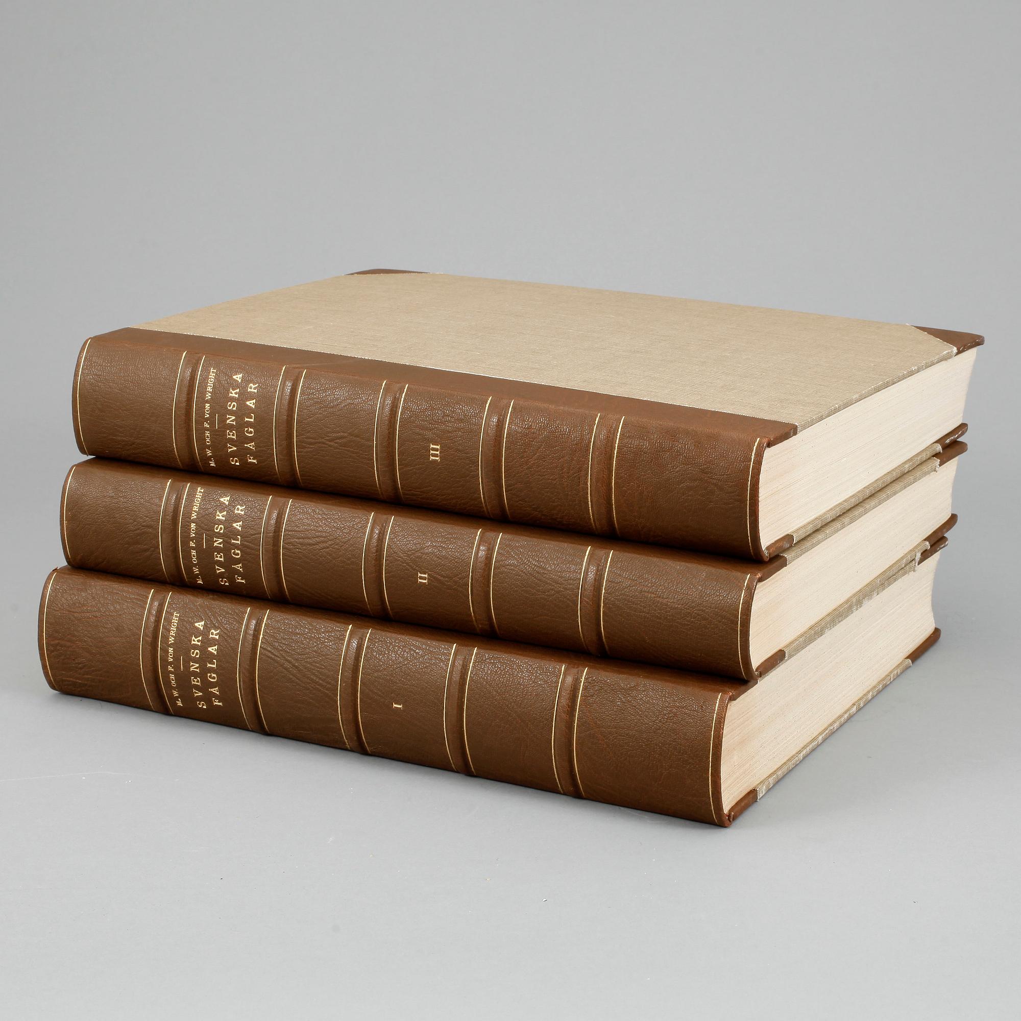 BÖCKER, 3 volymer, "Svenska Fåglar", M, W & F von Wright.