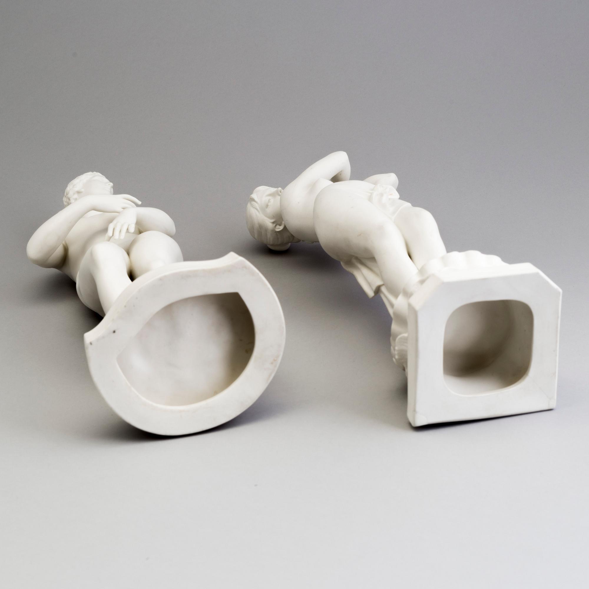 TWO PARIAN FIGURES, Gustafsberg, early 20th century.