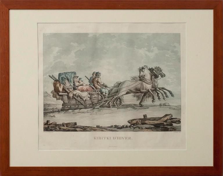 AN AQUATINT, Kibitiki D`Hiver. Michel Francois Damane-Dimartrais (1763-1827).