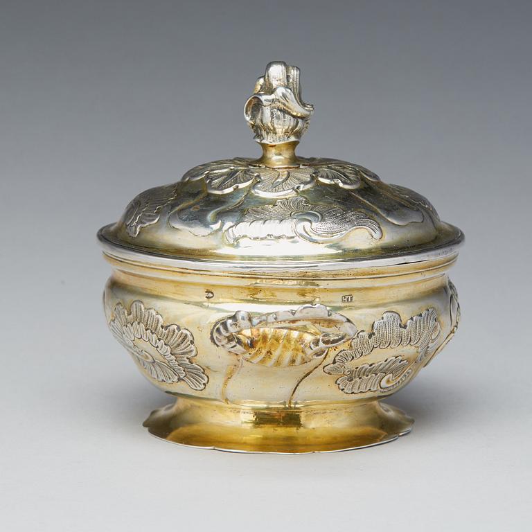 A German Rococo silver-gilt equelle, mark of Heinrich Trana, Augsburg 1751-1753.