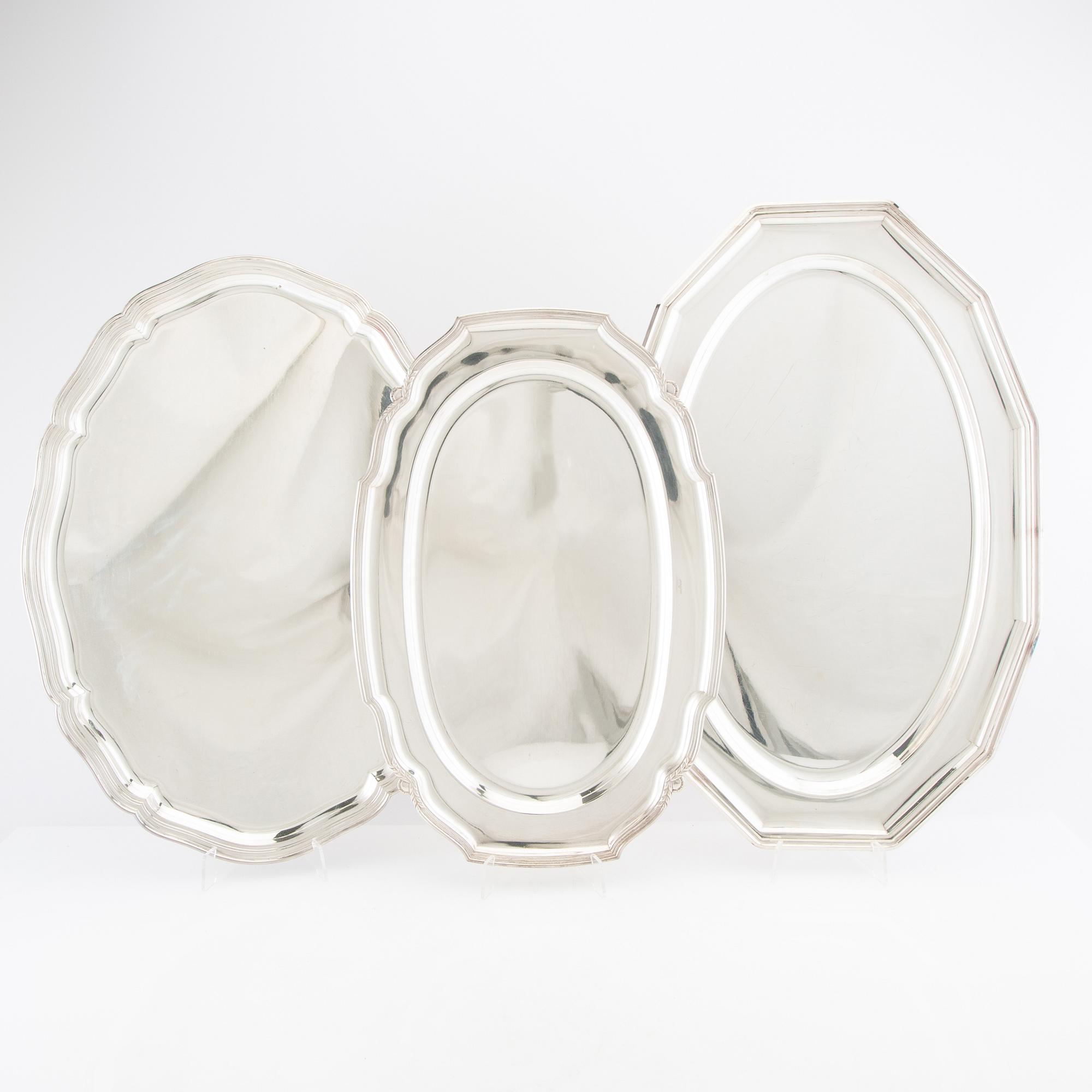Serving dishes, 3 pieces, nickel silver, first half of the 20th century.