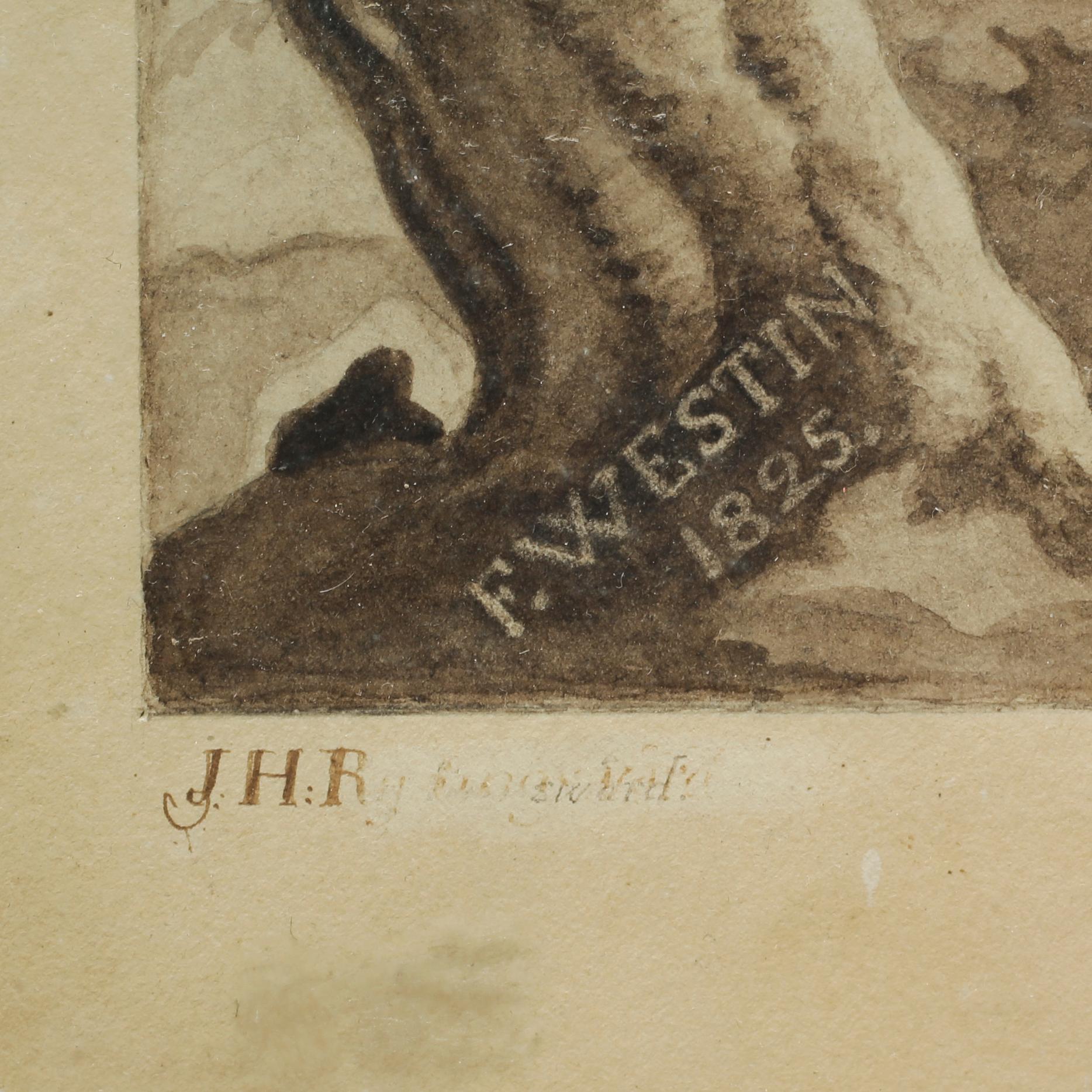 FREDRIK WESTIN, tuschlavering, monogramsignerad, daterad 1825 resp 1826.