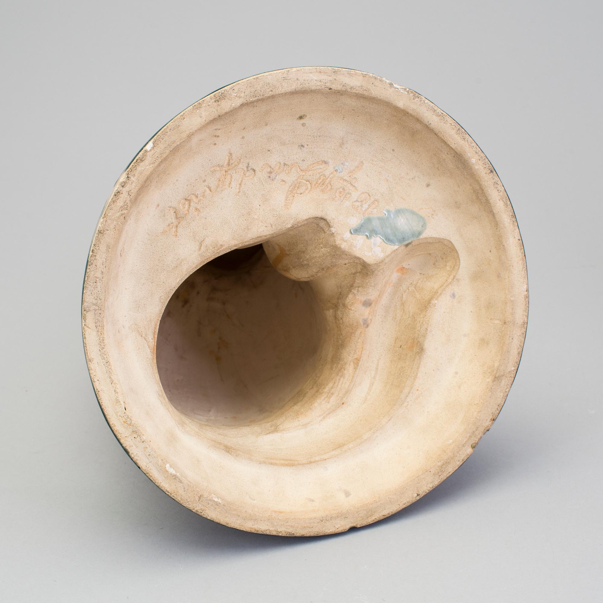 SKULPTUR, oidentifierad konstnär, "Lindqvist", Kakelugnsfabriken, Arbro, Hälsingland,  daterad 1891.