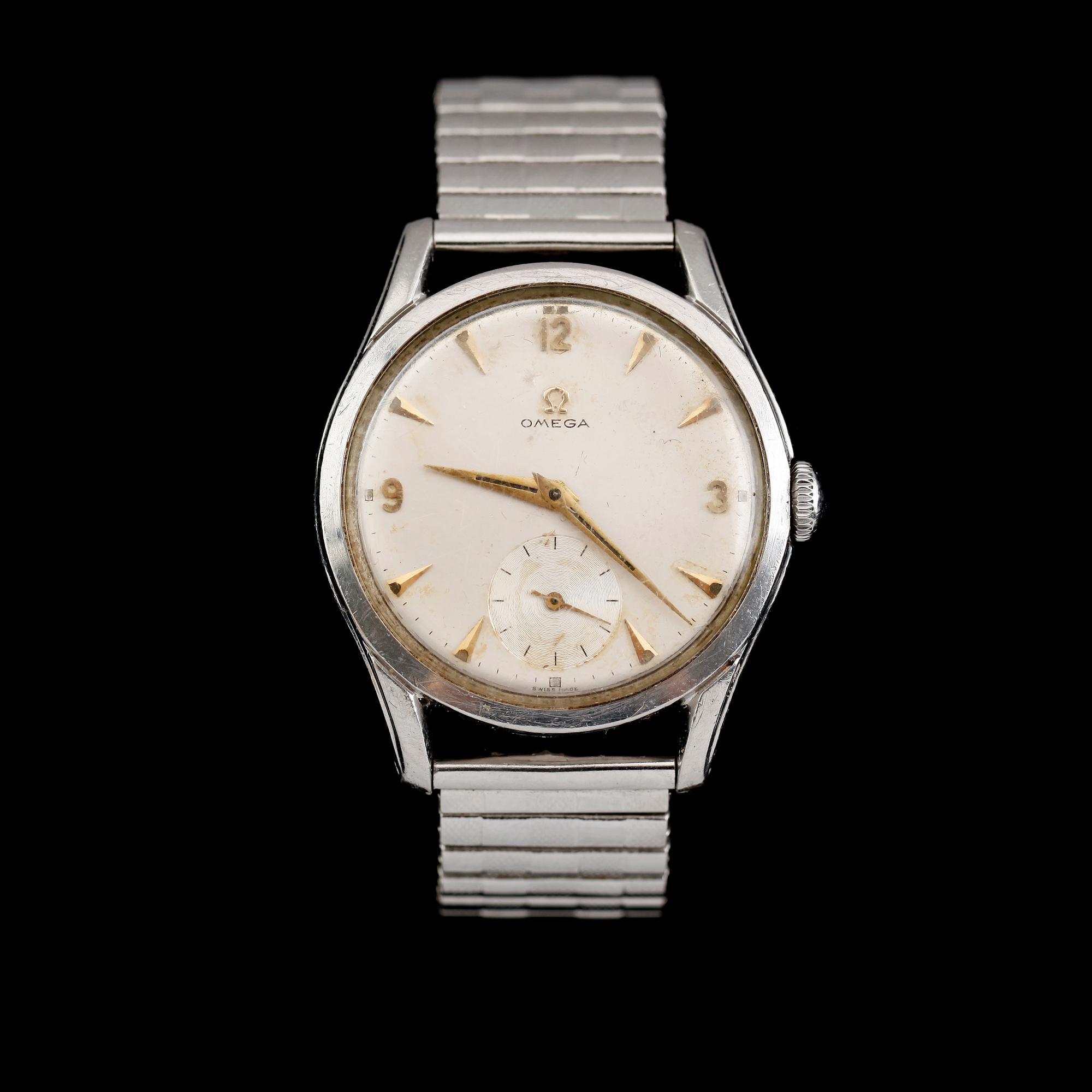 ARMBANDSUR, stål, Omega, manuell, 1900-talets mitt.