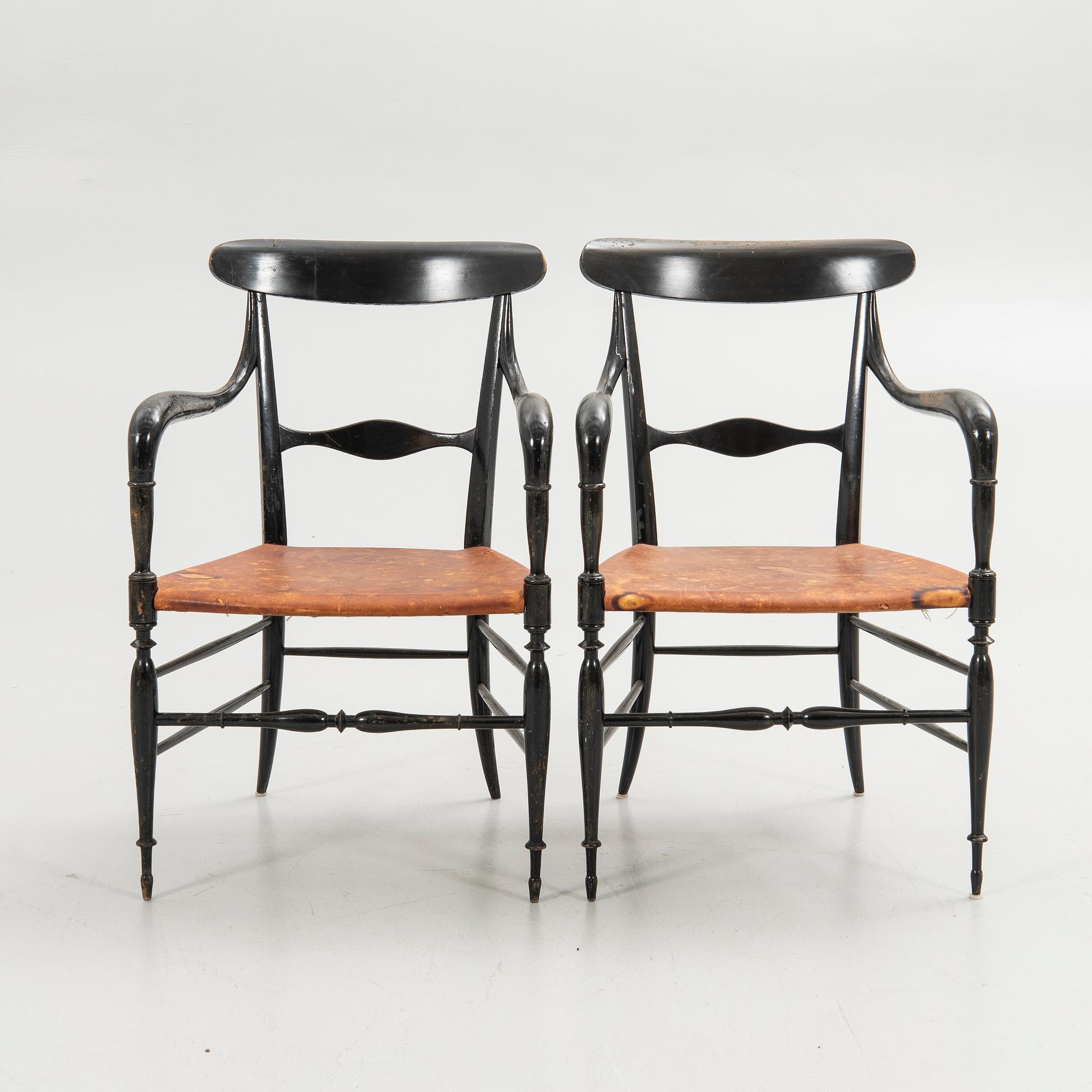 Armchairs, a pair, probably Chiavari, Italy, 20th century.