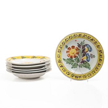 Plates, 6 pieces, faience, Kellinghusen, early 19th century.