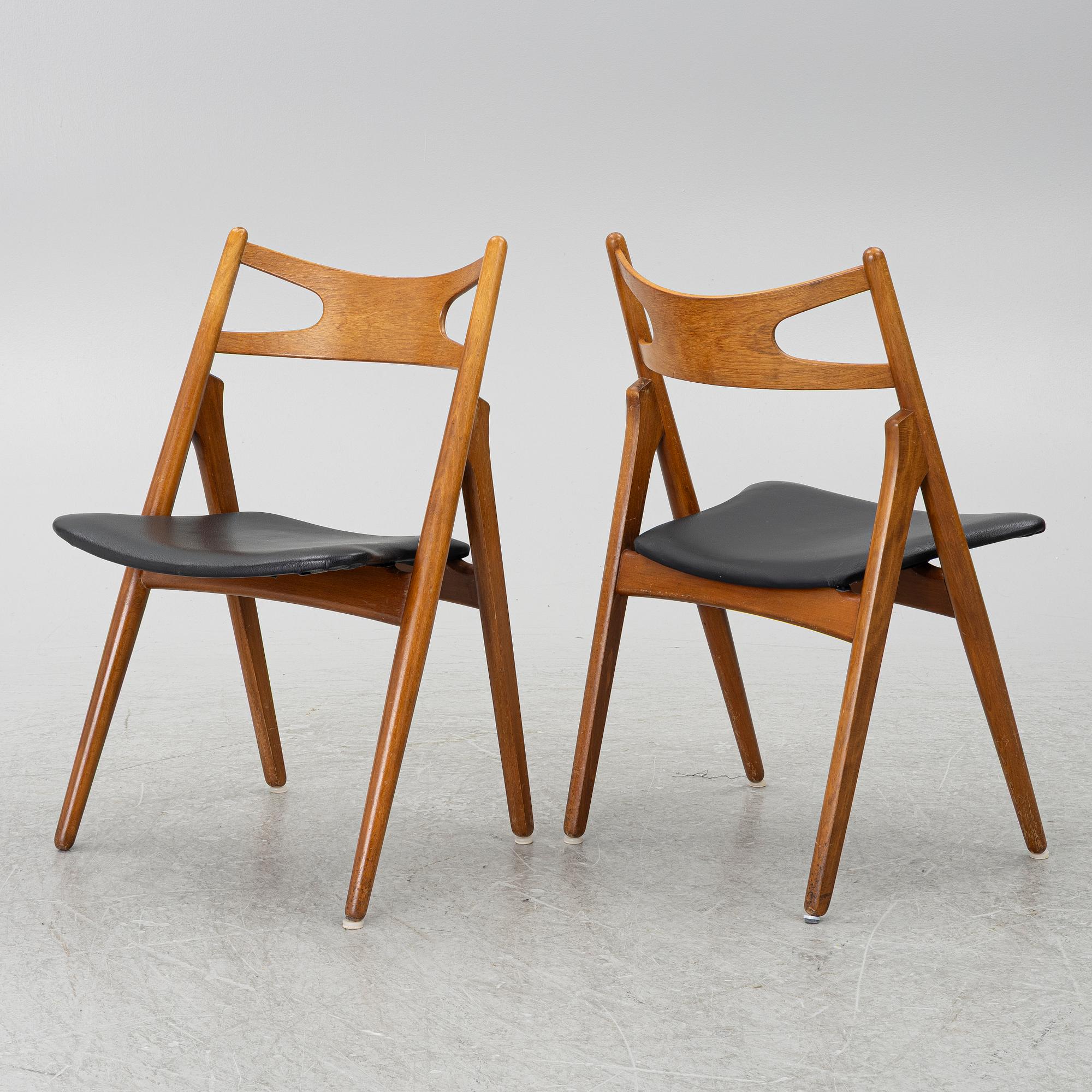 Hans J. Wegner, stolar, 6 st, "Savbukkestolen", Danmark, 1950/60-tal.
