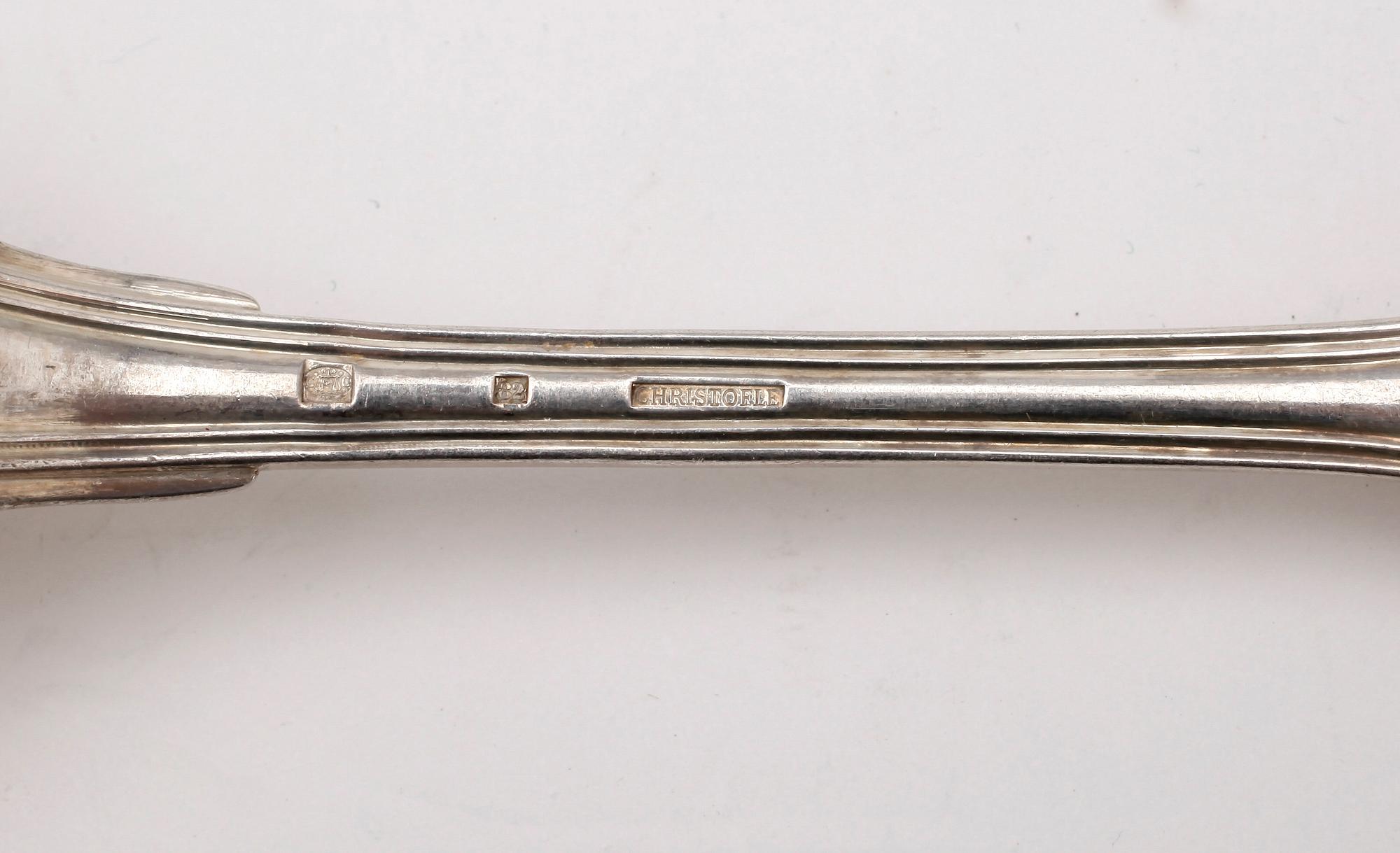 MATBESTICK, 27 delar, nysilver, Christofle, Paris tidigt 1900-tal.