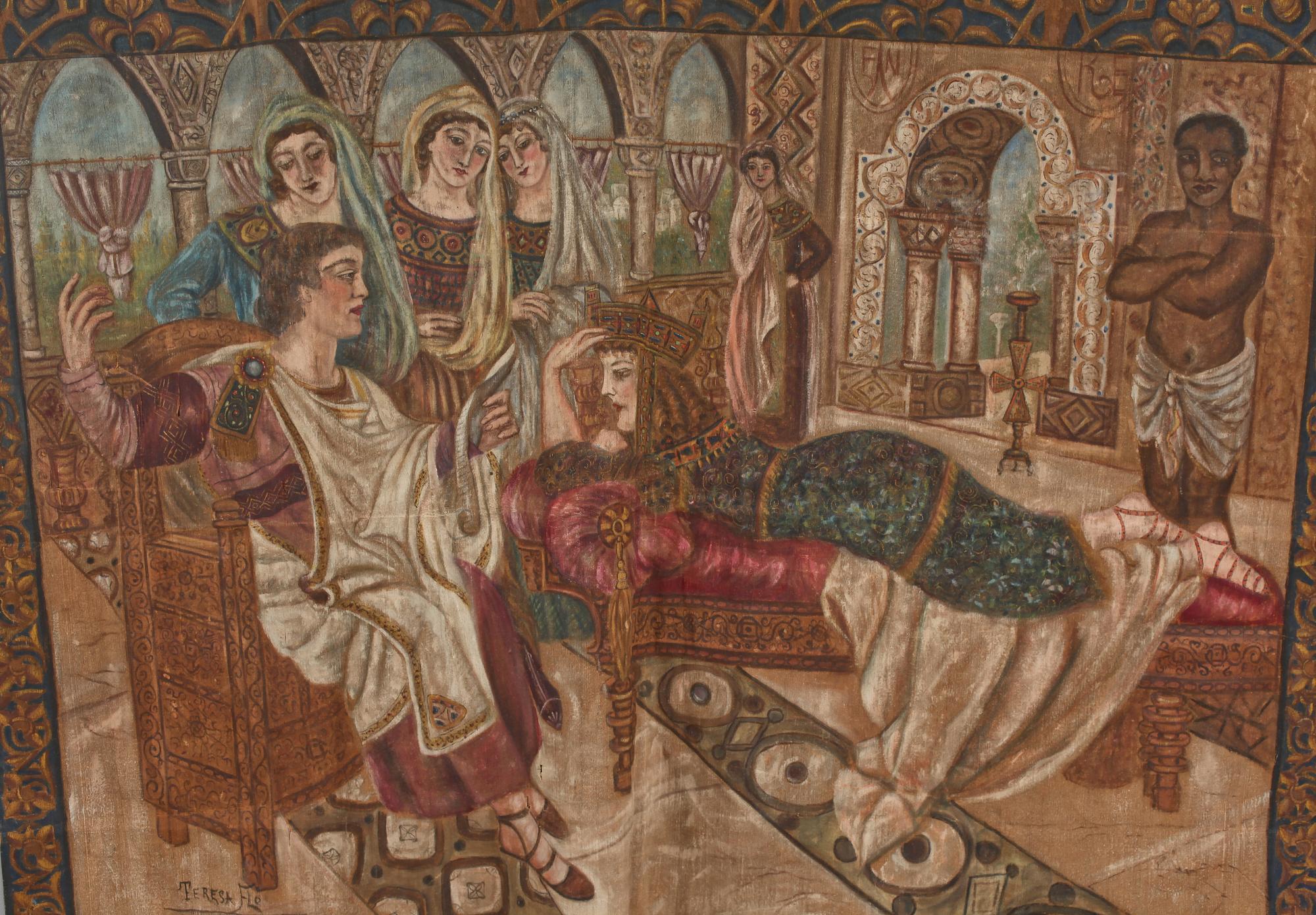 TAPET, blandteknik på duk, Spanien, daterad 1921.