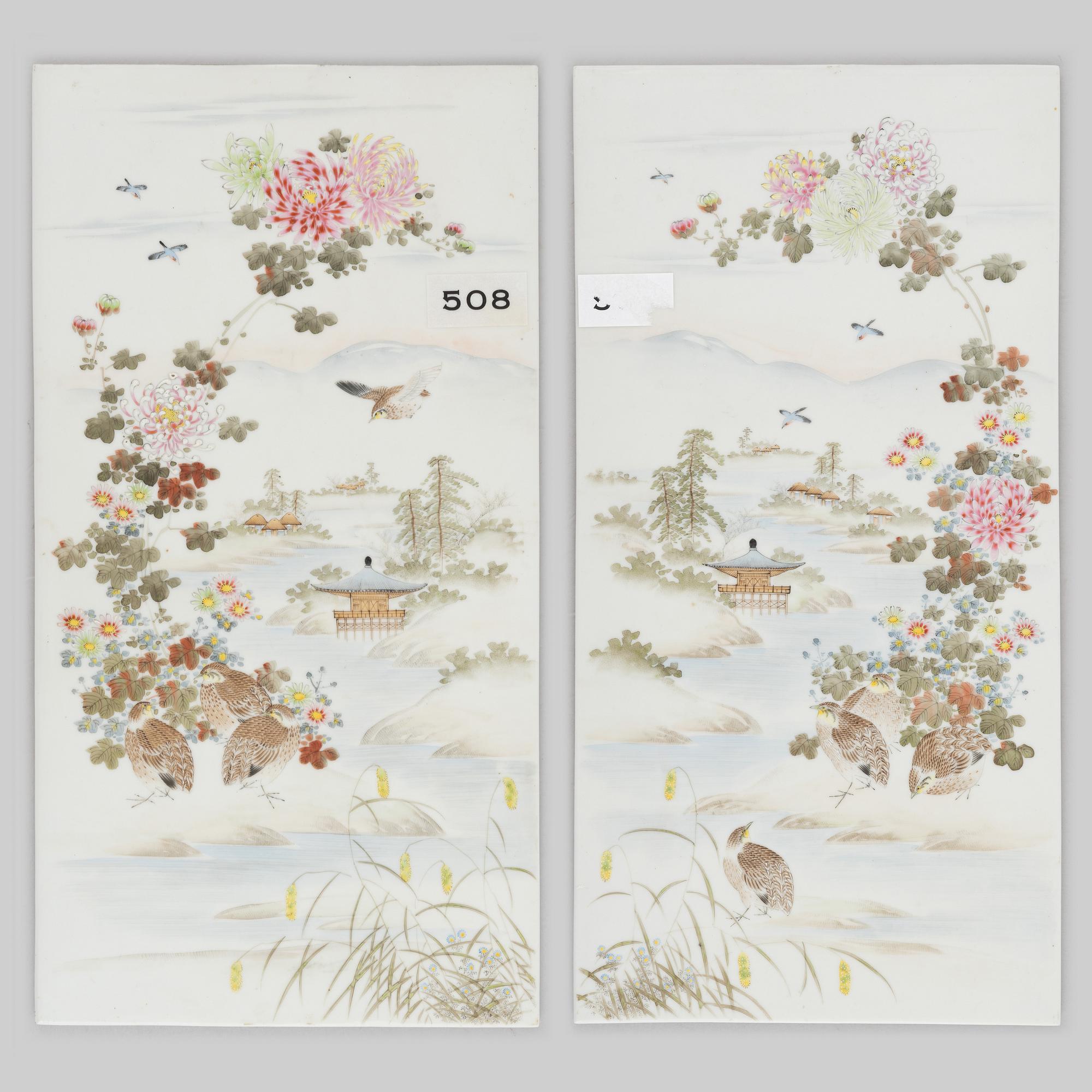 A pair of Japanese porcelain placques, 20th century.