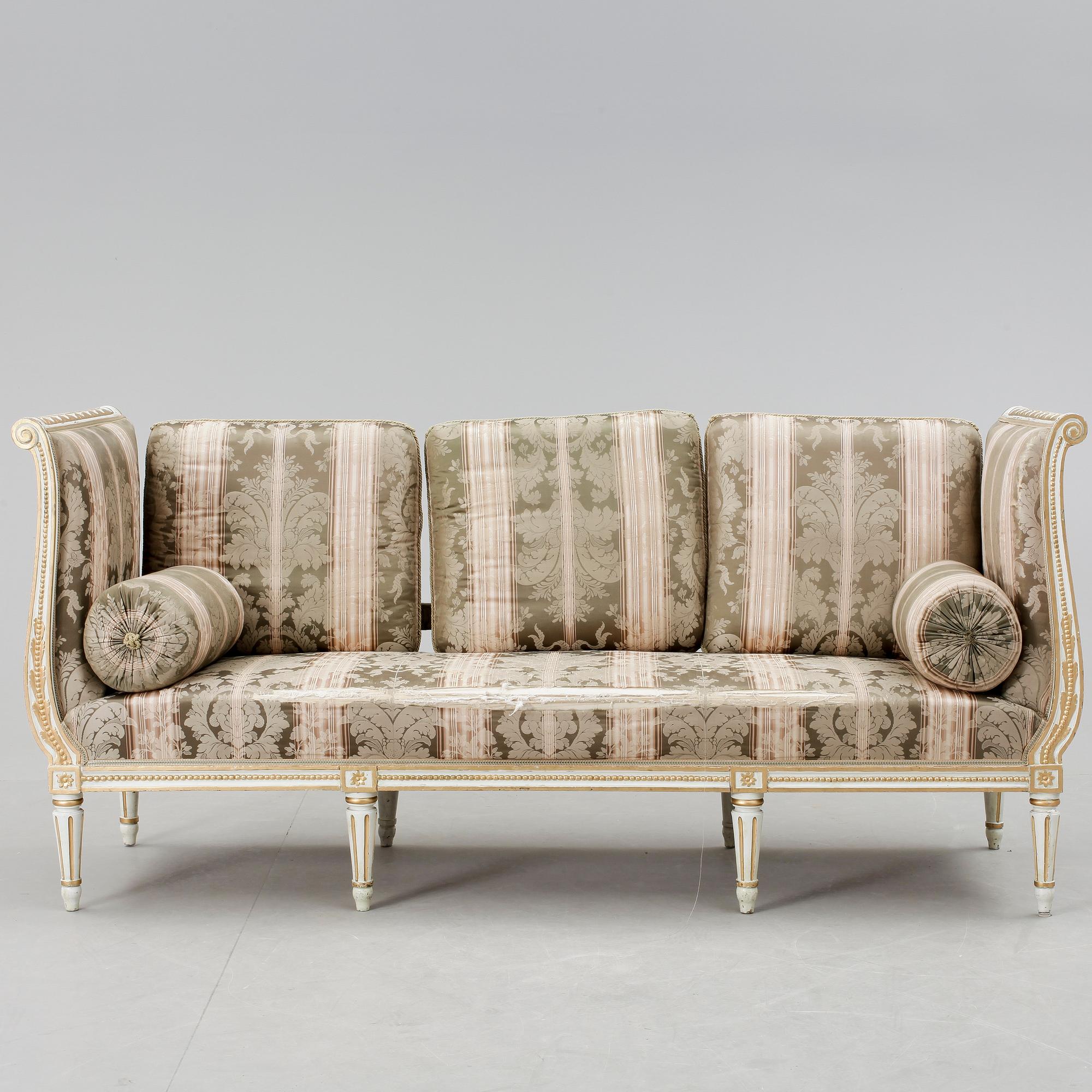 SOFFA, bankettsoffa, sengustaviansk, omkring år 1800.