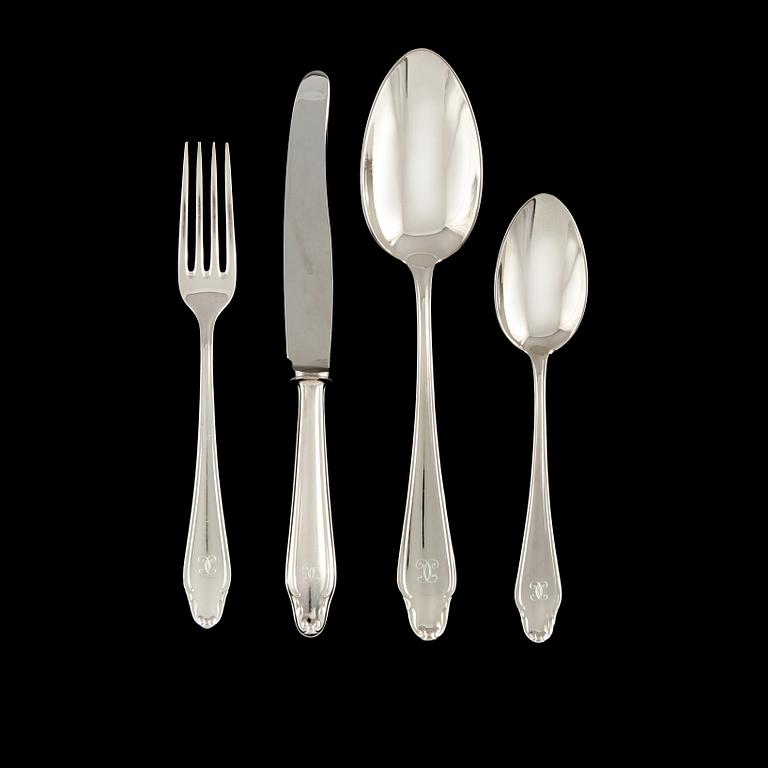 BESTICKSERVIS, 48 delar, silver, 1900-tal. Total vikt ca 2640 g.
