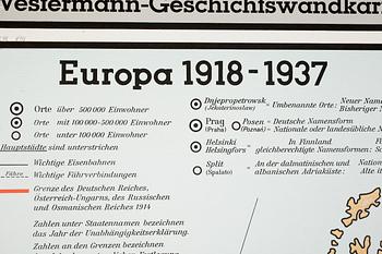 SKOLKARTA, "Europa 1918-1945", Westermann, Tyskland, 1965.