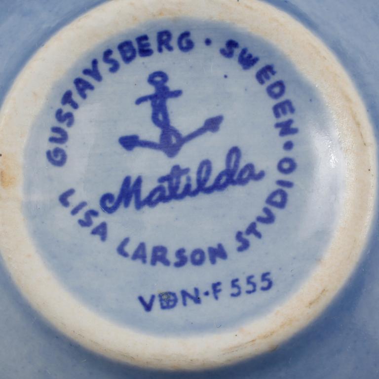 KOPPAR med FAT, 9 st, samt KANNA, keramik, Lisa Larson samt Stig Lindberg, Gustavsberg, 1900-talets andra hälft.