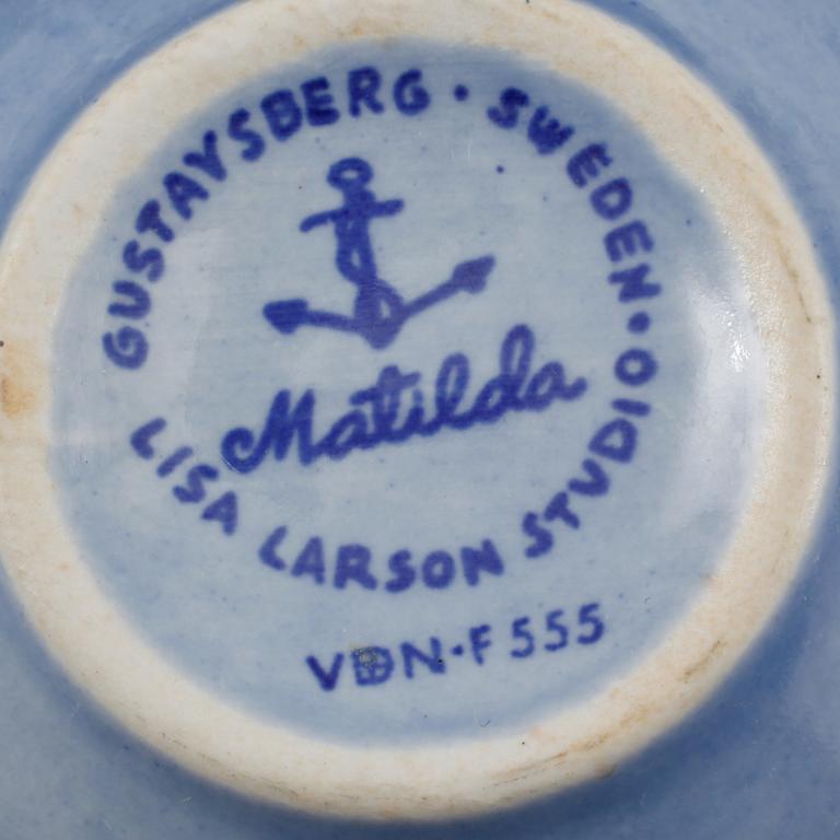 KOPPAR med FAT, 9 st, samt KANNA, keramik, Lisa Larson samt Stig Lindberg, Gustavsberg, 1900-talets andra hälft.