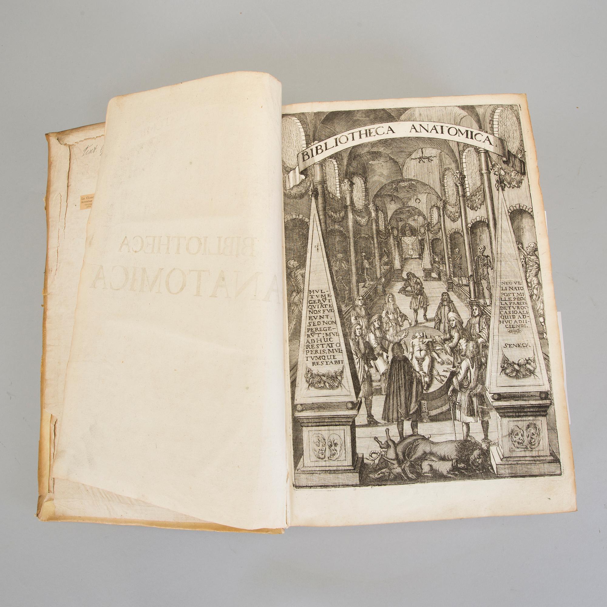 BOOKS, Daniel LE CLERC & Iacbous MANGETUS, Bibliotecha Anatomica Theasaurus, Chovet, Geneve, 1685.