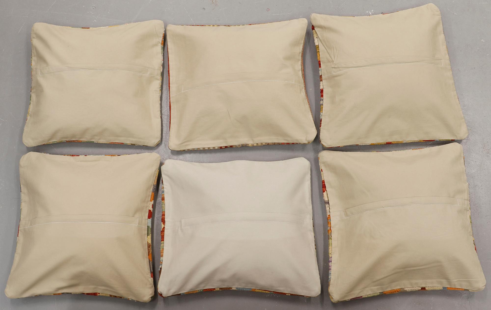 Six kilim cushions, Ca 45 x 45 cm.