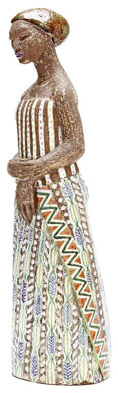 A Mari Simmulson stoneware sculpture of a woman, Upsala-Ekeby, nr 48/50.