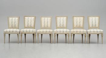 A matched set of six late Gustavian chairs, late 18th century.